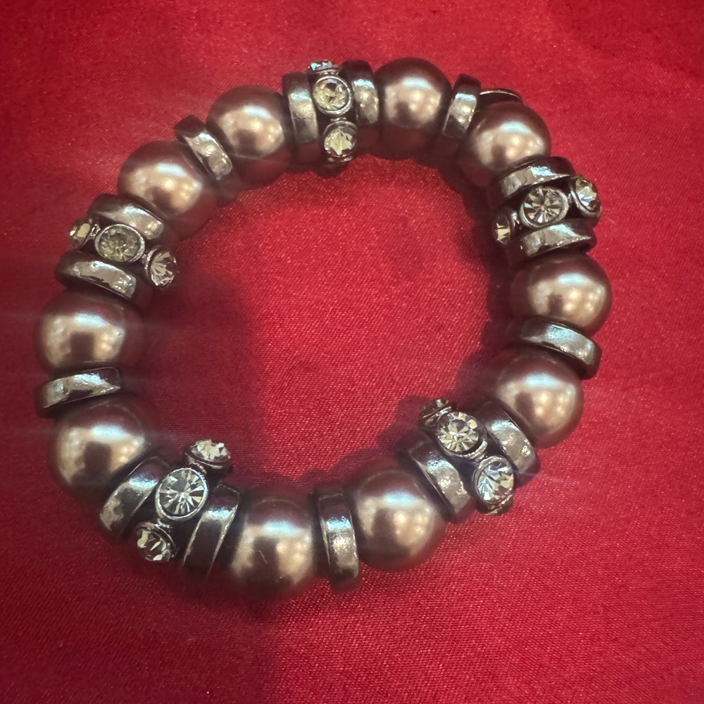 Elegant Silver and Brown Beaded Bracelet